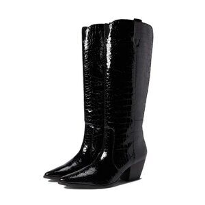 Matisse Boots Stella Western Black Croc Leather Knee High Women’s
